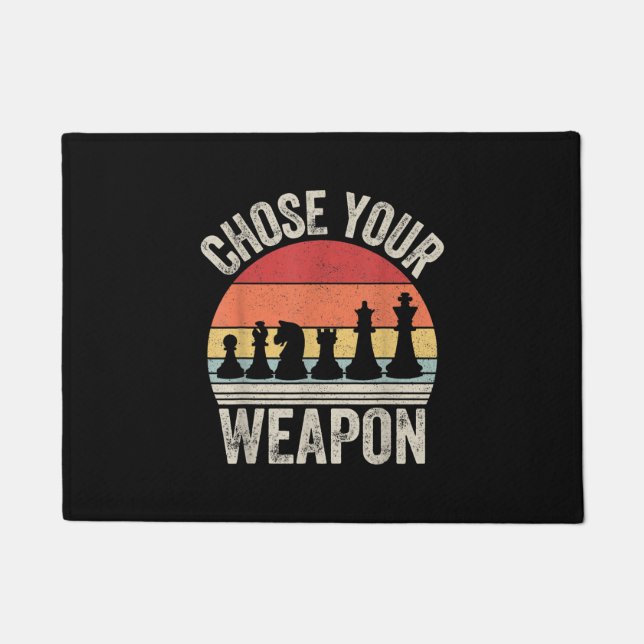 Choose Your Weapon Funny Chess Pieces Doormat (Front)