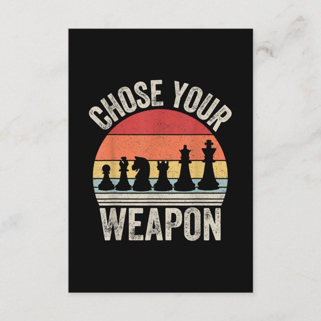 Choose Your Weapon Funny Chess Pieces Enclosure Card (Front)