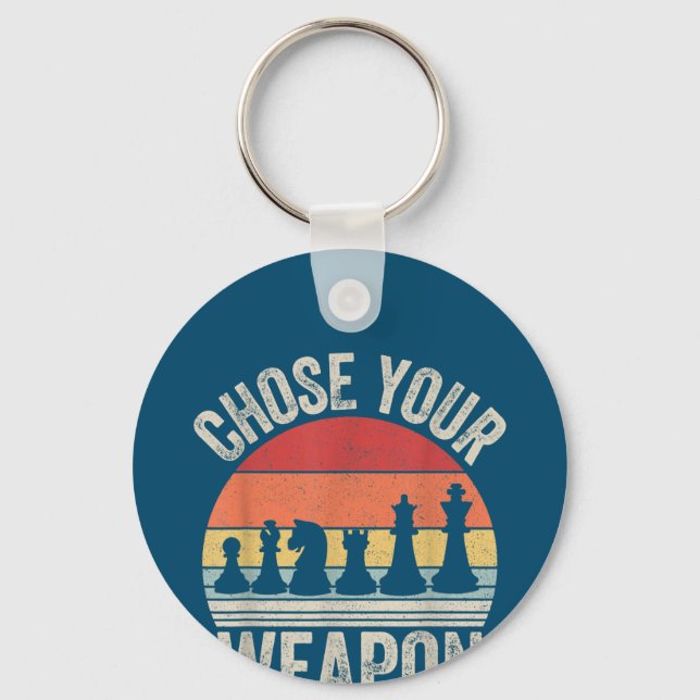 Choose Your Weapon Funny Chess Pieces Key Ring (Front)