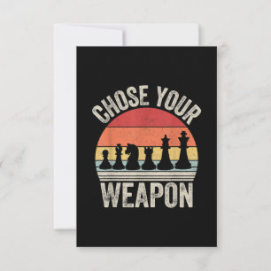 Choose Your Weapon Funny Chess Pieces RSVP Card