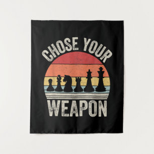 Choose Your Weapon Funny Chess Pieces Tapestry