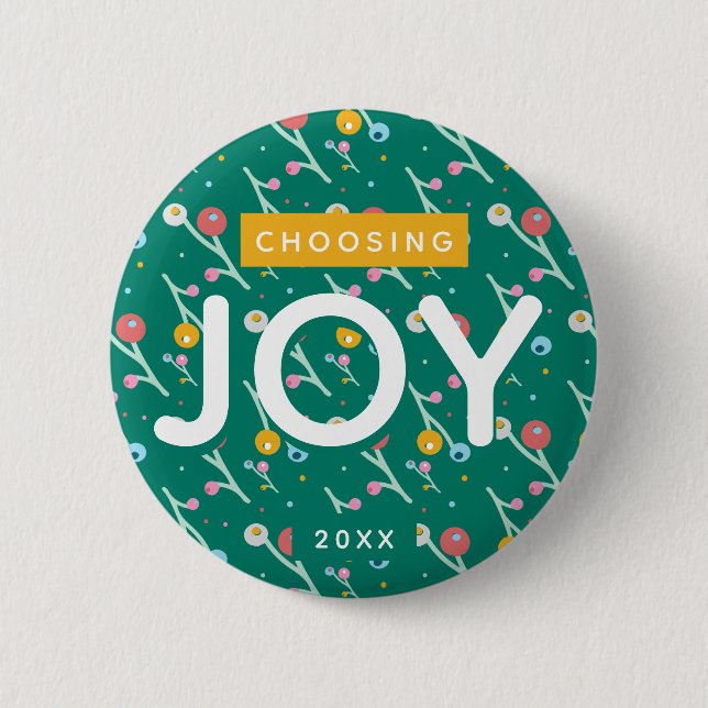 Choosing Joy Modern Berries in Yellow Green Custom 6 Cm Round Badge (Front)