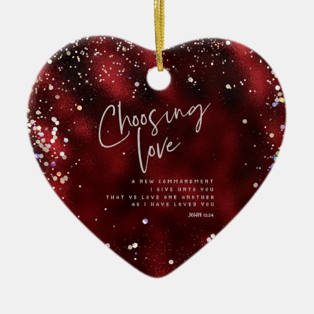 Choosing Love with KJV Bible Verse Ceramic Tree Decoration (Front)