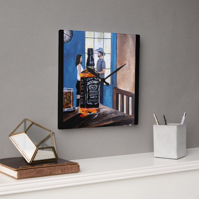 Choosing Texas Painting by Alfred Fox Square Wall Clock (Office)
