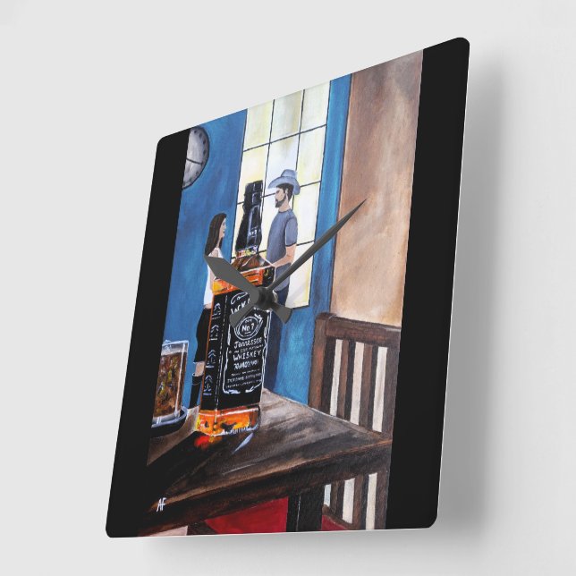 Choosing Texas Painting by Alfred Fox Square Wall Clock (Angle)