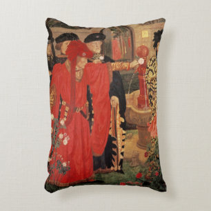 Choosing the Red and White Roses in Temple Decorative Cushion