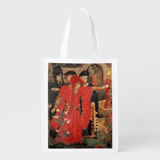 Image of Choosing the Red and White Roses in Temple Reusable Grocery Bag