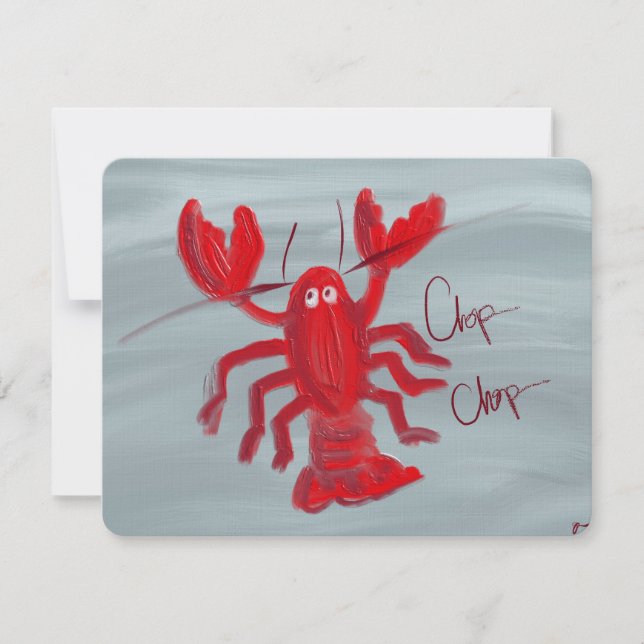 Chop Chop Lobster Oil Painted Note Card (Front)