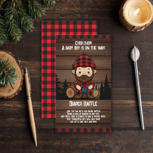 Chop Chop! Rustic Lumberjack Flannel Baby Shower Enclosure Card