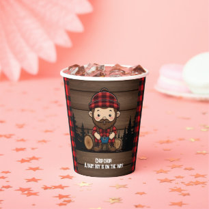 Chop Chop! Rustic Lumberjack Flannel Baby Shower Paper Cups
