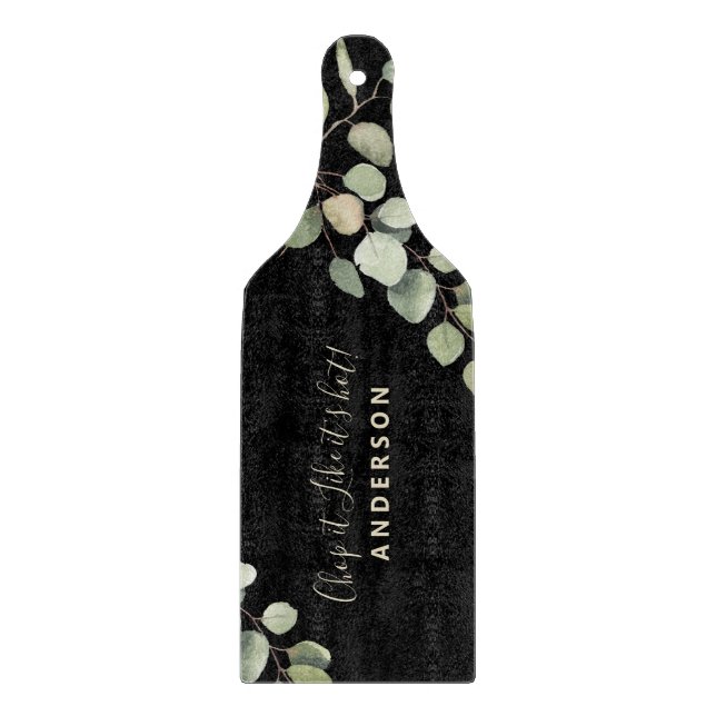 Chop it Like it's Hot Family Name Black Cutting Board (Front)
