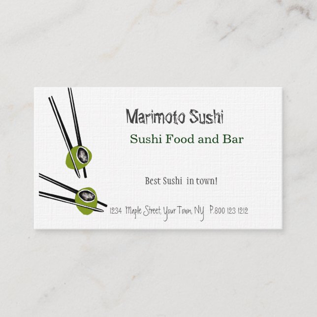 Chop Sticks N Sushi  Chinese Food Restaurant Business Card (Front)