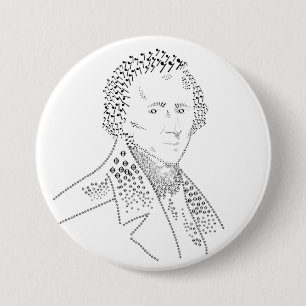 Chopin, music notes, music symbols 7.5 cm round badge