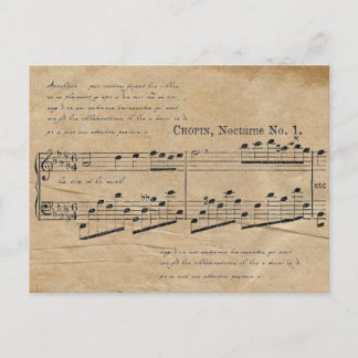 Chopin Nocturne Sheet Music French Text Postcard