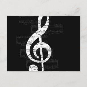 Chopin Nocturne Treble Clef Music Black White Postcard