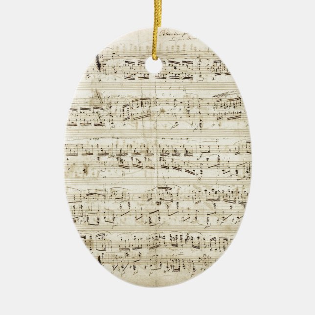 Chopin Sheet Music Ceramic Tree Decoration (Front)