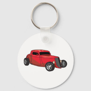 Chopped Red Street Rod Key Ring