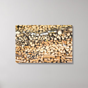 Chopped wood on a pile canvas print