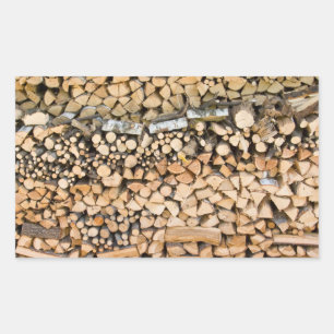 Chopped wood on a pile rectangular sticker