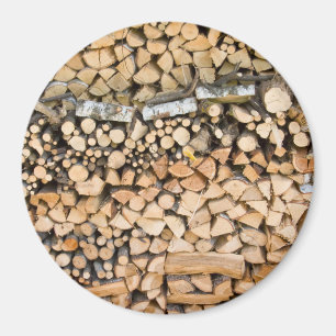 Chopped wood on a pile round magnet
