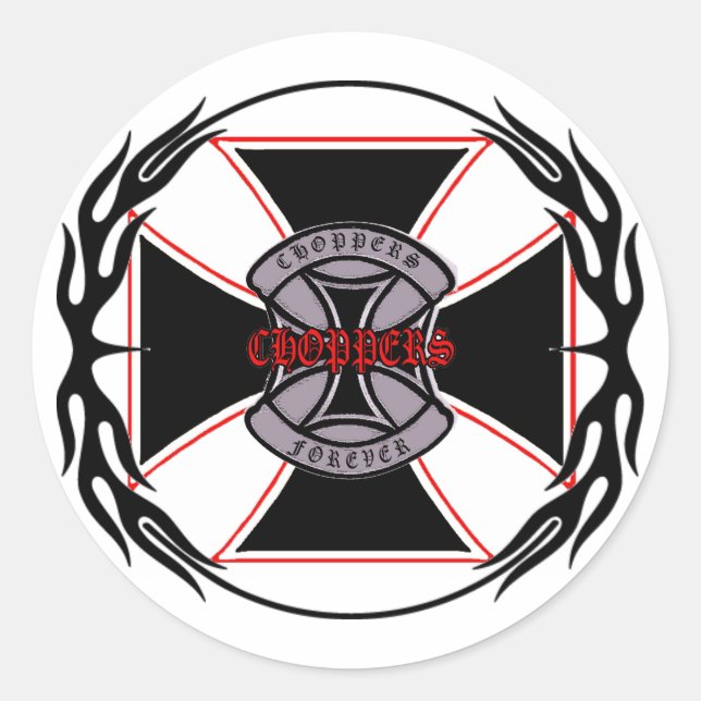 chopper maniac classic round sticker (Front)