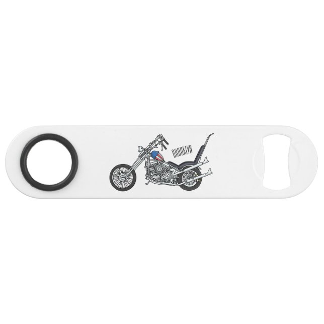 Chopper Motorcycle 1950 cartoon illustration (Front (Horizontal))