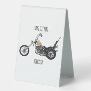 Chopper Motorcycle 1950 cartoon illustration