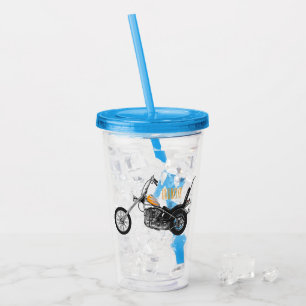 Chopper Motorcycle 1950 cartoon illustration Acrylic Tumbler