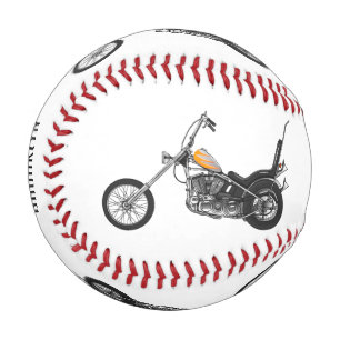 Chopper Motorcycle 1950 cartoon illustration Baseball