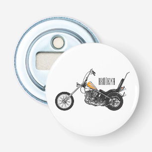 Chopper Motorcycle 1950 cartoon illustration Bottle Opener
