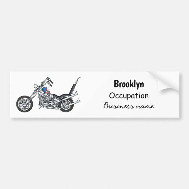 Chopper Motorcycle 1950 cartoon illustration Bumper Sticker (Front)