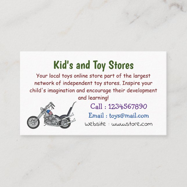 Chopper Motorcycle 1950 cartoon illustration Business Card (Front)