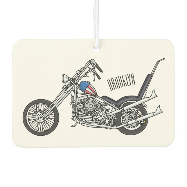 Chopper Motorcycle 1950 cartoon illustration Car Air Freshener (Front)