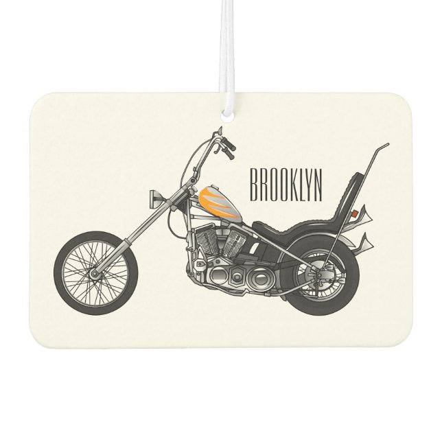 Chopper Motorcycle 1950 cartoon illustration Car Air Freshener (Front)