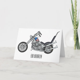 Chopper Motorcycle 1950 cartoon illustration Card