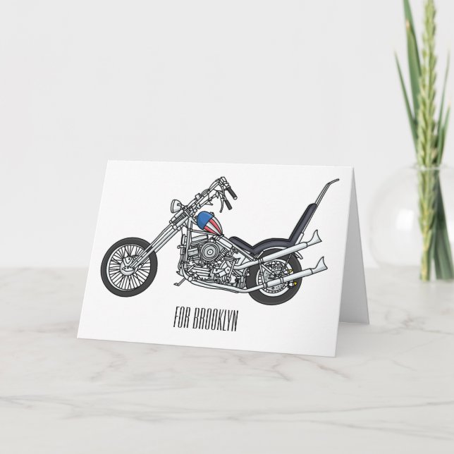 Chopper Motorcycle 1950 cartoon illustration Card (Front)