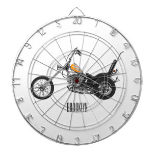 Chopper Motorcycle 1950 cartoon illustration Dartboard