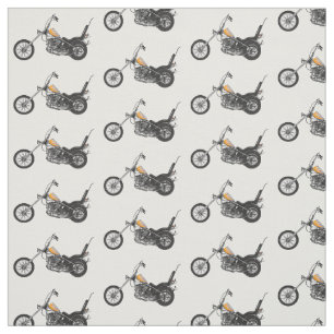 Chopper Motorcycle 1950 cartoon illustration Fabric