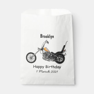 Chopper Motorcycle 1950 cartoon illustration Favour Bags