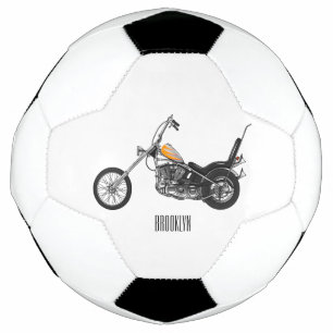 Chopper Motorcycle 1950 cartoon illustration Football