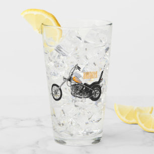Chopper Motorcycle 1950 cartoon illustration Glass