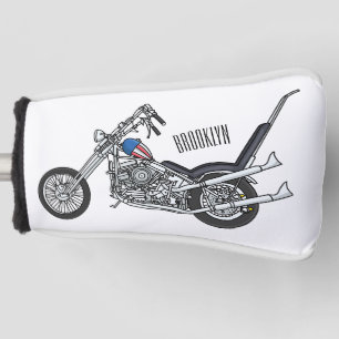 Chopper Motorcycle 1950 cartoon illustration Golf Head Cover