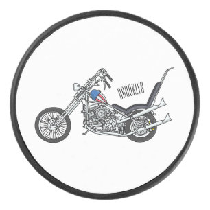 Chopper Motorcycle 1950 cartoon illustration  Hockey Puck
