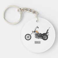 Chopper Motorcycle 1950 cartoon illustration