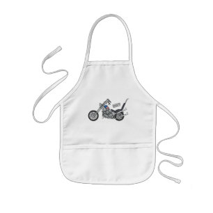 Chopper Motorcycle 1950 cartoon illustration  Kids Apron