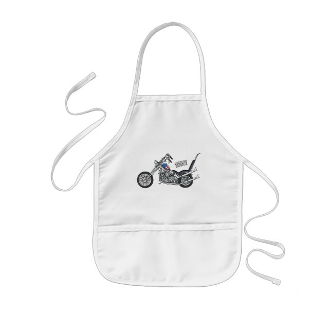 Chopper Motorcycle 1950 cartoon illustration  Kids Apron (Front)