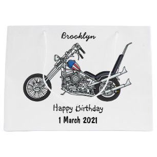 Chopper Motorcycle 1950 cartoon illustration Large Gift Bag