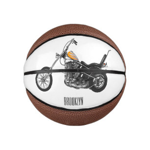 Chopper Motorcycle 1950 cartoon illustration Mini Basketball