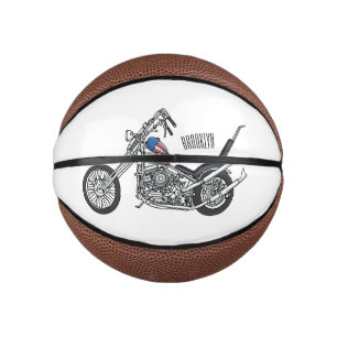 Chopper Motorcycle 1950 cartoon illustration Mini Basketball