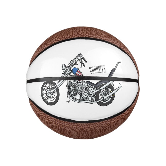 Chopper Motorcycle 1950 cartoon illustration  Mini Basketball (Front)